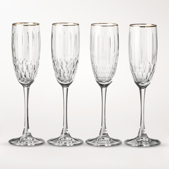 Wilshire Jewel Cut Champagne Flutes, Set of 4