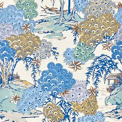 Scalamandré Sea of Trees Wallpaper, Blue Ridge