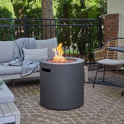 Cardona Small Round Fire Table, Weathered Slate, 24"