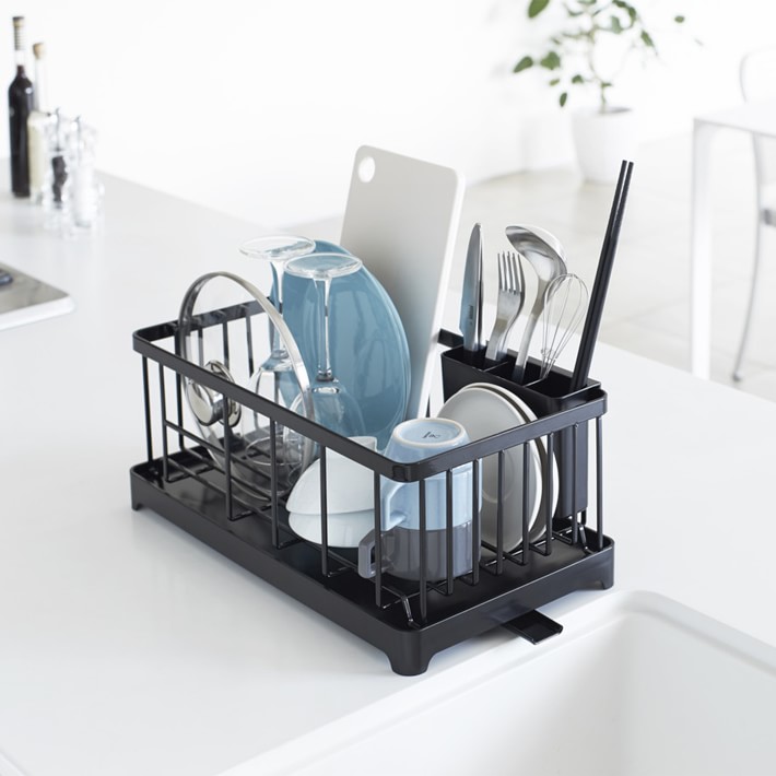 Yamazaki Tower Dish Drainer - Black, Compact Self-Draining Design, Saves Counter Space, ABS Resin - View #9