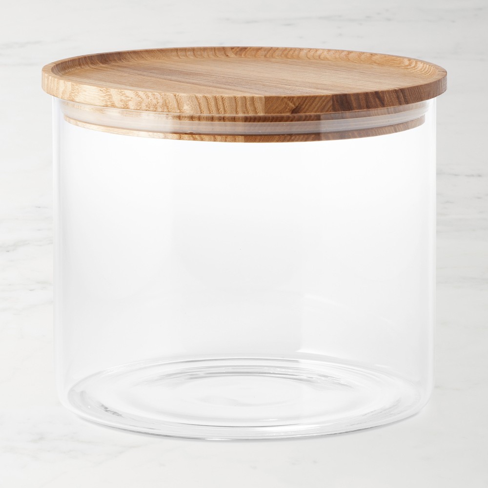 Hold Everything Stackable Glass Canister - Medium, Ashwood