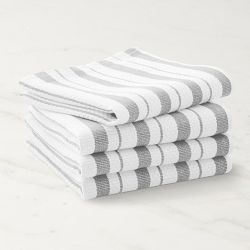 Williams Sonoma Classic Stripe Dishcloths, Set of 4, Drizzle Grey