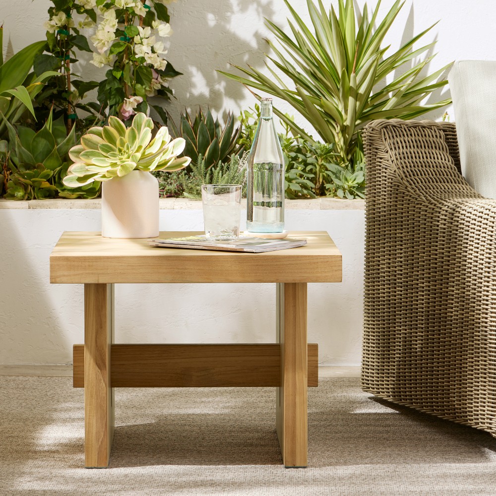 San Clemente Natural Teak Outdoor Side Table (24.5&quot;)