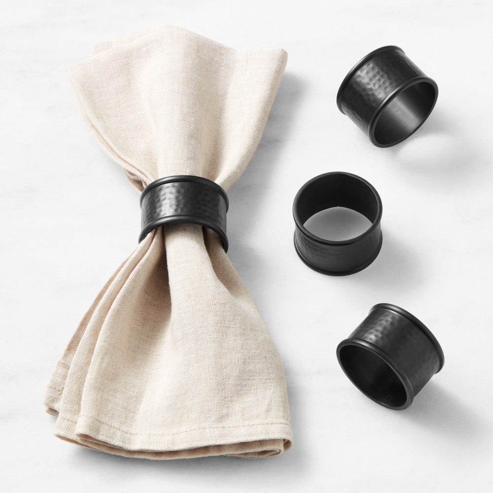 Bronze Hammered Napkin Rings, Set of 4 - Set of 4