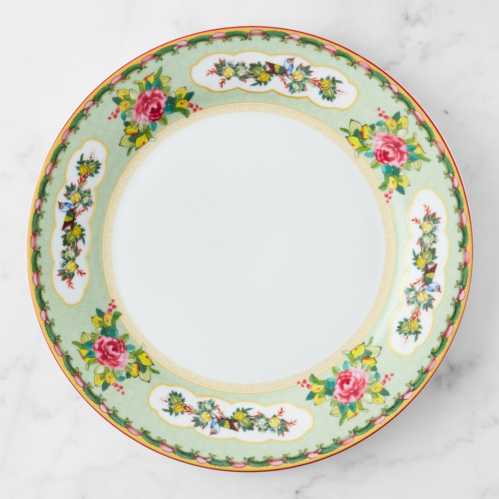 Famille Rose Dinner Plates - Set of 8, Green Rim