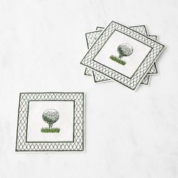 Clubhouse Golf Embroidered Cocktail Coasters, Set of 4