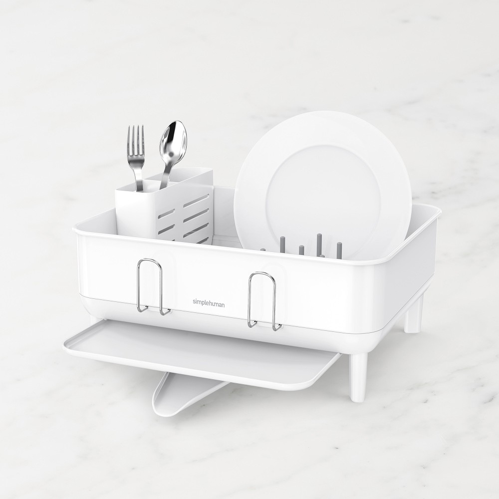 simplehuman™ Compact Kitchen Steel Frame Dishrack - White