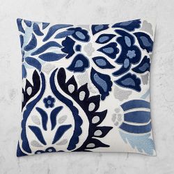 OPEN BOX: Izlara Floral Applique Pillow Cover, 20" X 20", Blue
