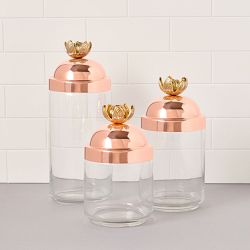 Ruffoni Glass Canisters with Lotus Knob, Set of 3