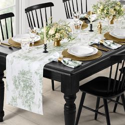 Toile Table Runner, Green
