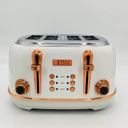 OPEN BOX: Haden Heritage 4-Slice Wide Slot Toaster, Ivory &amp; Copper
