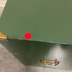 OPEN BOX: Campaign 3 Drawer Nightstand, Green Lacquer, Antique Brass