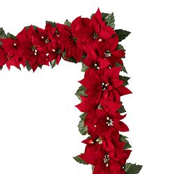 Red Poinsettia Celebration Faux Wreath &amp; Garland