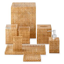 Rattan and Acrylic Wastebasket