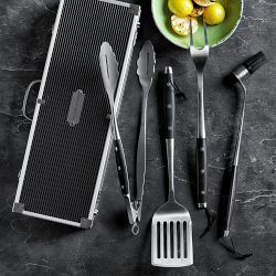 Williams Sonoma Black-Handled 4-Piece BBQ Tool Set with Storage Case