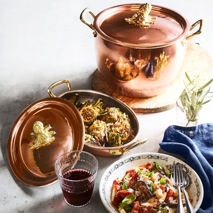 Ruffoni Historia Hammered Copper Stock Pot with Artichoke Knob