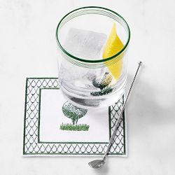 Clubhouse Embroidered Cocktail Coasters, Set of 4