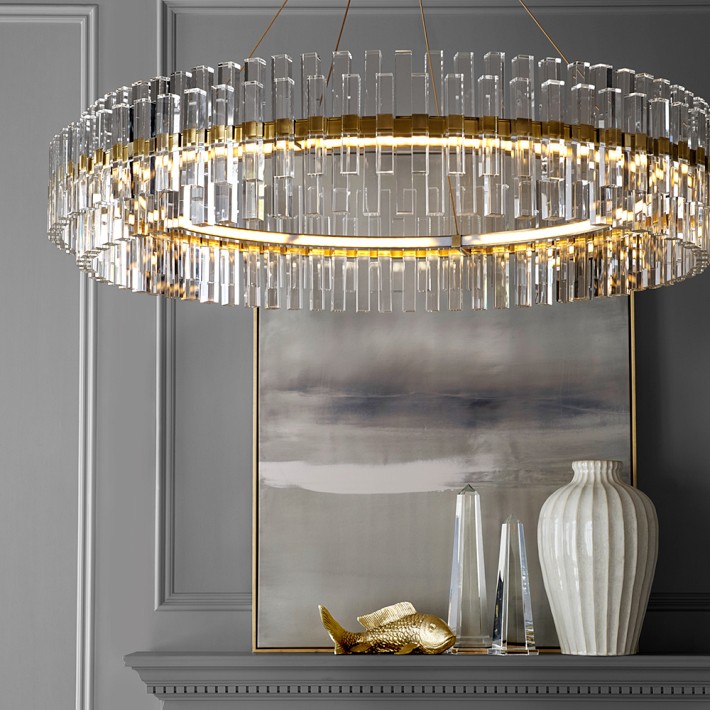 Phoebe Round LED Crystal Chandelier Williams Sonoma