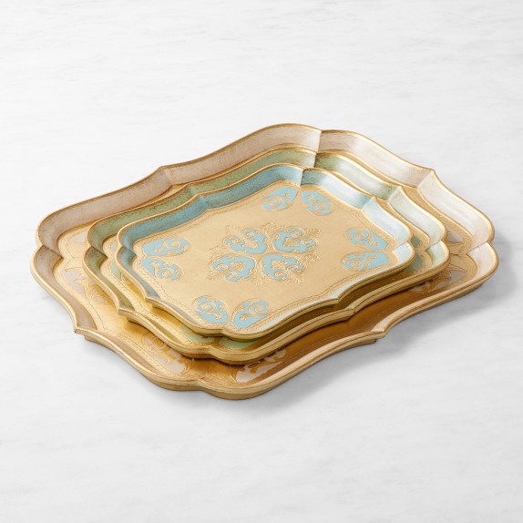 Florentine Wood Scallop Nesting Trays