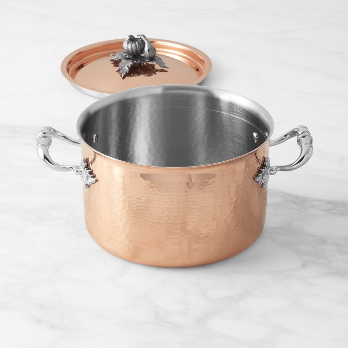 Ruffoni Opus Cupra Hammered Copper Soup Pot with Pumpkin Knob, 3 1