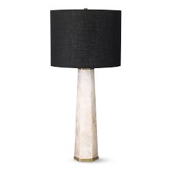 Tall Cut Stone Table Lamp, White Quartz