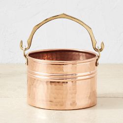Copper Round Ribbed Planter