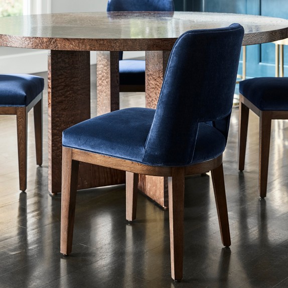 Saratoga Upholstered Curved Back Dining Side Chair, Velvet, Lapis