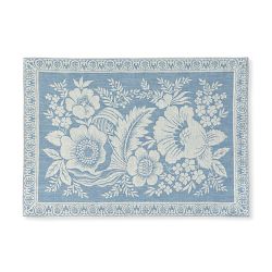 Vintage Floral Jacquard Place Mats, Set of 4, Blue