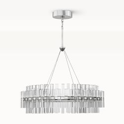 Phoebe 30" Round LED Crystal Chandelier, Polished Nickel