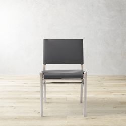 OPEN BOX: Stratton Slung Leather Side Chair, Silverstone, Grey Leather