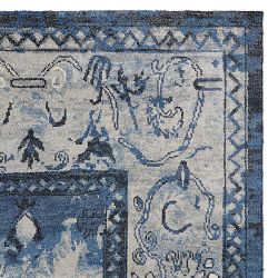 Lapis Hand Knotted Rug Swatch, 18x18", Blue
