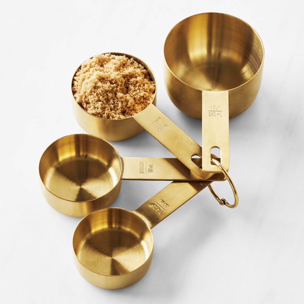 Williams Sonoma Gold Measuring Cups & Spoons - Set of 4