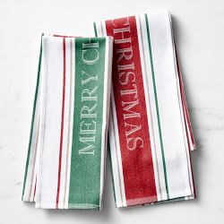 Merry Christmas Jacquard Tea Towels, Set of 2
