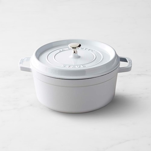 Staub Enameled Cast Iron Round Dutch Oven, 5 1/2-Qt., White