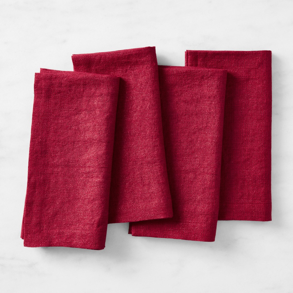Metallic Napkins, Set of 4 - Set of 4, Red