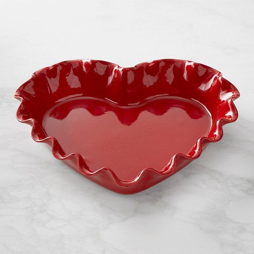 Emile Henry Ruffled Heart Pie Dish, Red