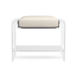 Acrylic Stool, Perennials Performance Basketweave, Ivory