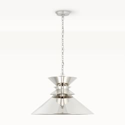 Alborg Polished Nickel Pendant with Polished Nickel Shade, Large