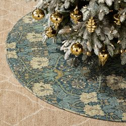 Williams Sonoma Home x Morris & Co. Honeysuckle Tulip Tree Skirt, 64", Blue