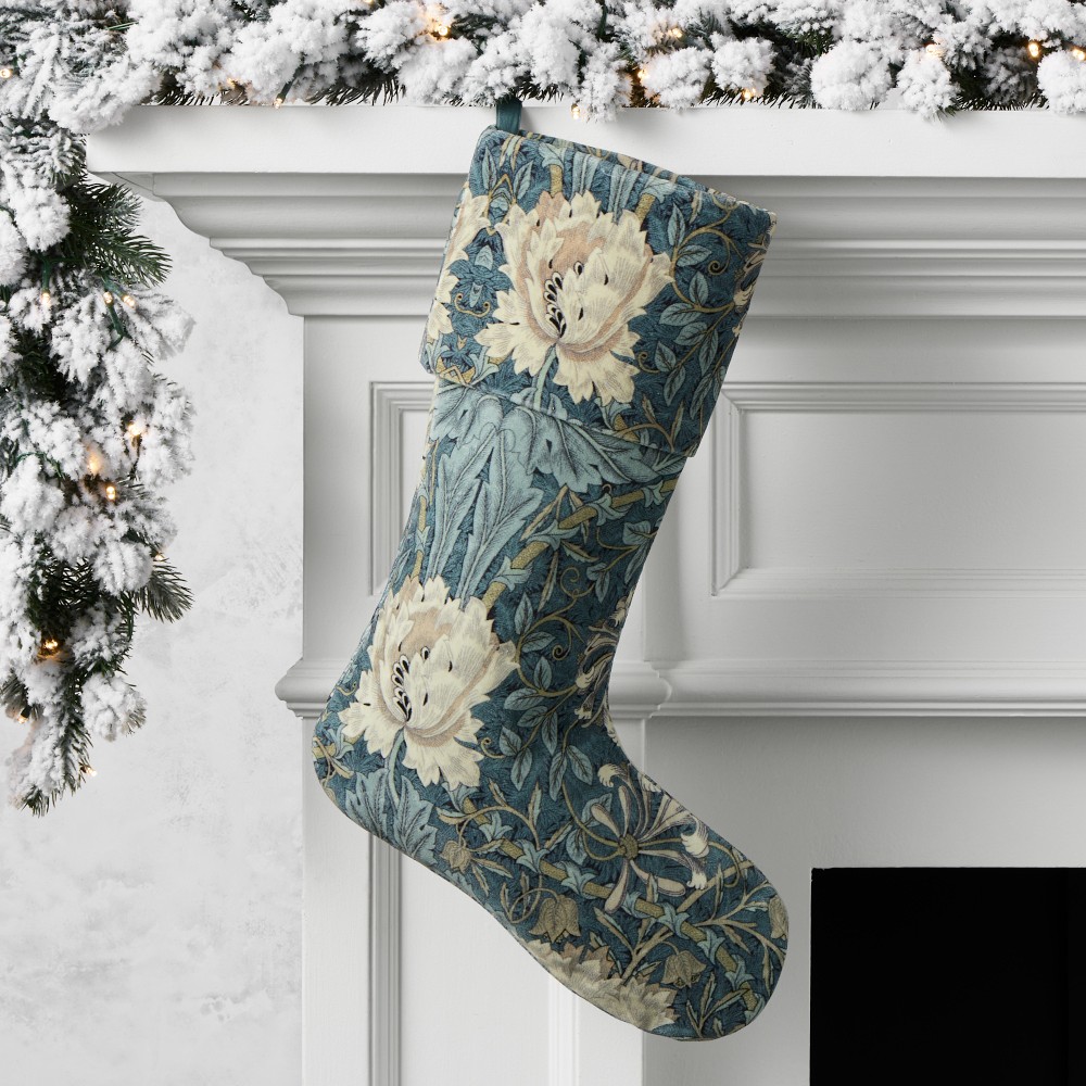 Williams Sonoma Home x Morris & Co. Honeysuckle Stocking, 28", Blue