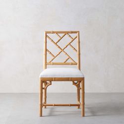 Chippendale Upholstered Bistro Dining Side Chair, Natural