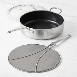 GreenPan&#8482; Premiere Stainless-Steel Ceramic Nonstick 4-Qt. Saut&#233; Pan with Splatter Screen