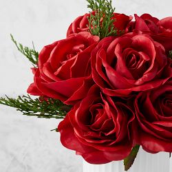 Faux Rose &amp; Cedar Holiday Bouquet