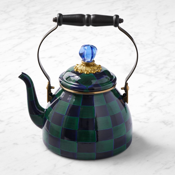 MacKenzie-Childs Juniper Check Tea Kettle | Williams Sonoma