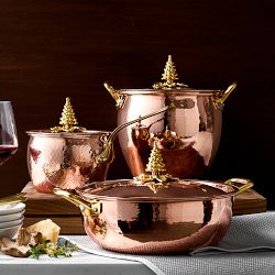 Ruffoni Historia Hammered Copper Stockpot with Tree Knob, 4 3/4-Qt.