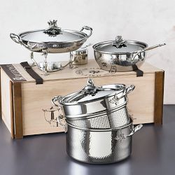 Ruffoni Opus Prima Hammered Stainless-Steel 8-Piece Cookware Set