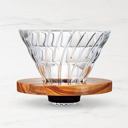 Hario V60 Glass Coffee Dripper, Olive Wood