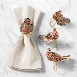 Cloisonne Turkey Napkin Rings, Set of 4