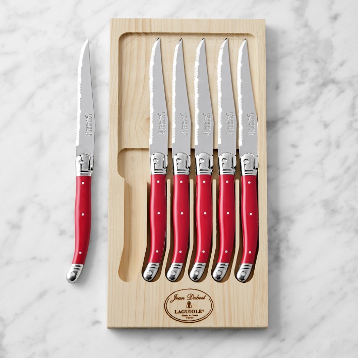 Jean Dubost Laguiole Steak Knives, Set of 6, Red