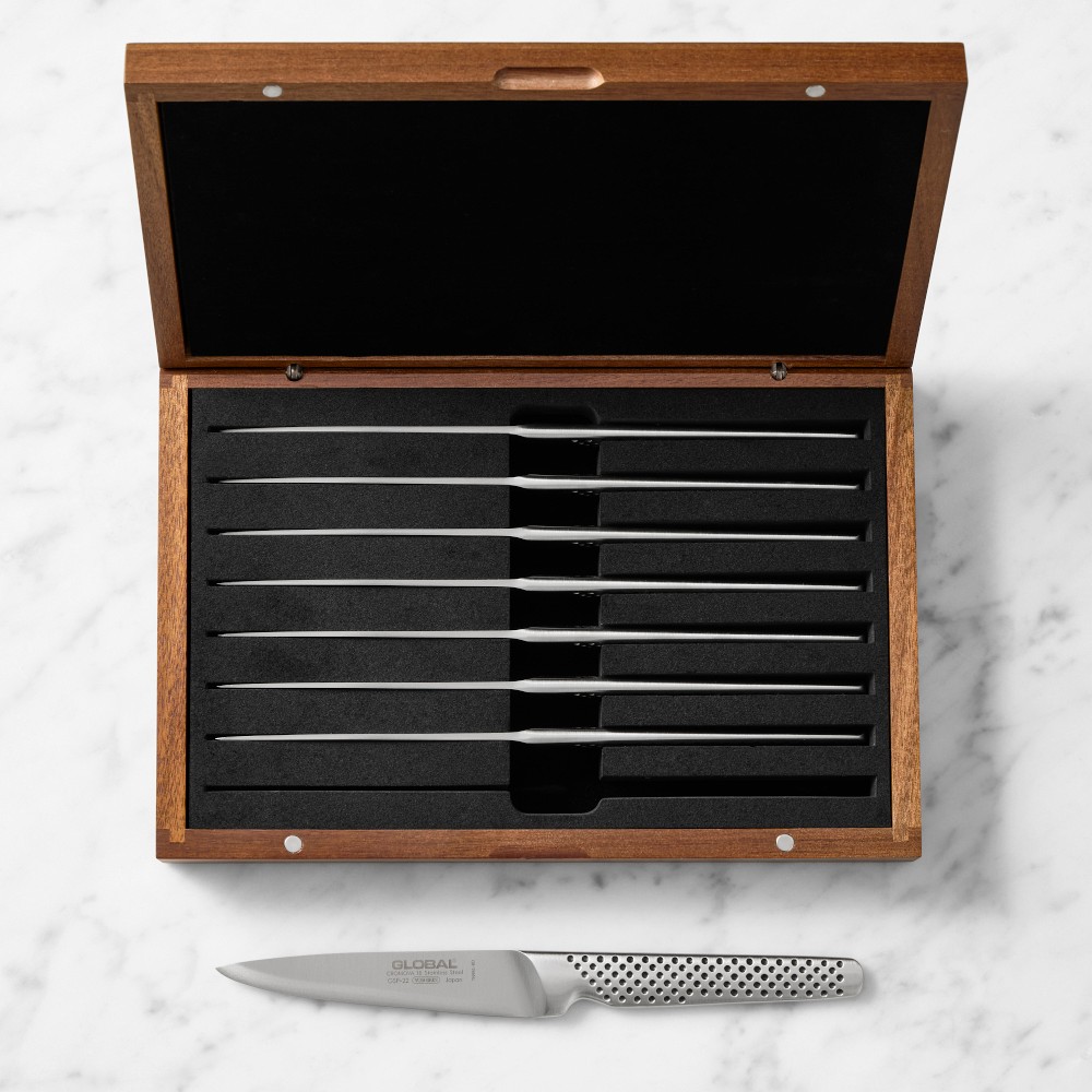Global Classic Steak Knives in Acacia Gift Box, Set of 8 - Set of 8